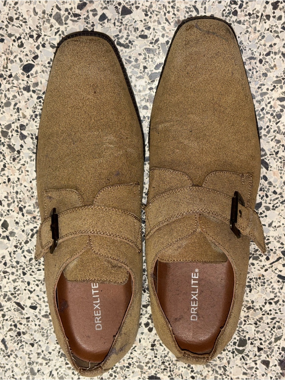Drexlite Men’s Suede Monk Strap Loafers in Tan